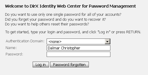 Login Page – Authentication Domain Configuration