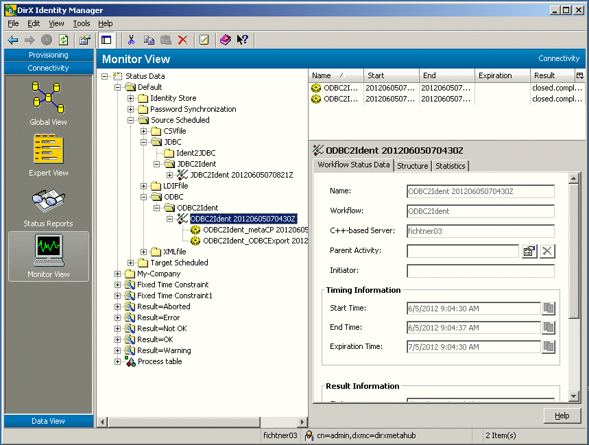 Monitor View - Tree Pane