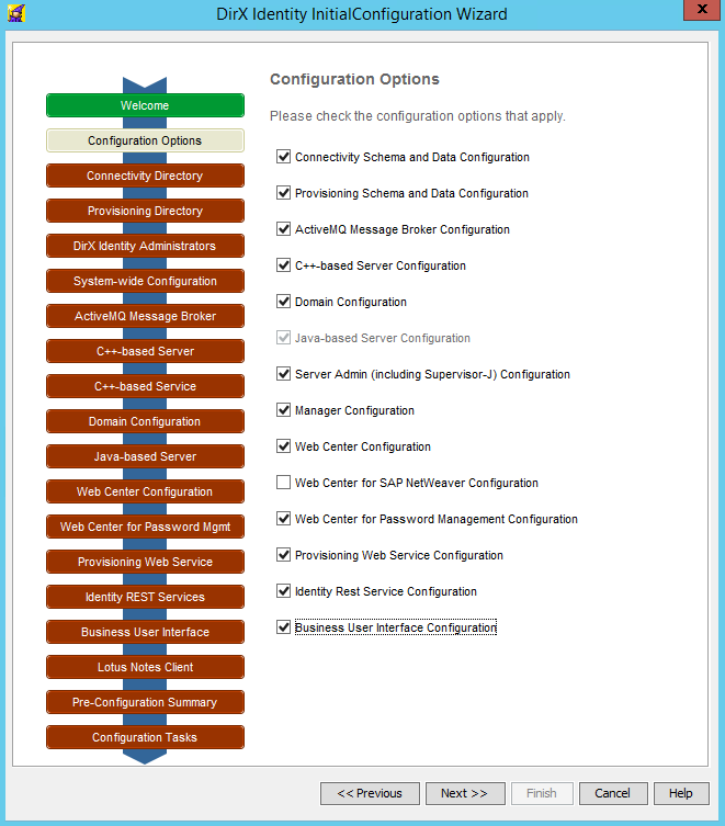 Configuration Wizard – Configuration Options