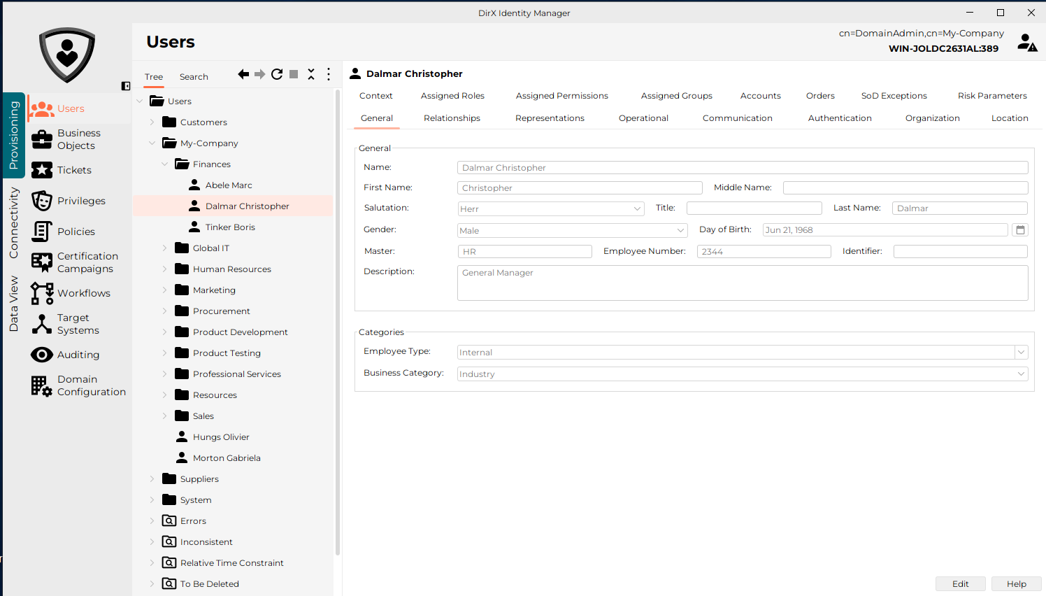 Managing Users with DirX Identity Manager
