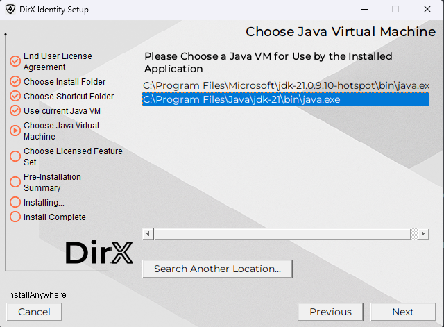 choose jvm step