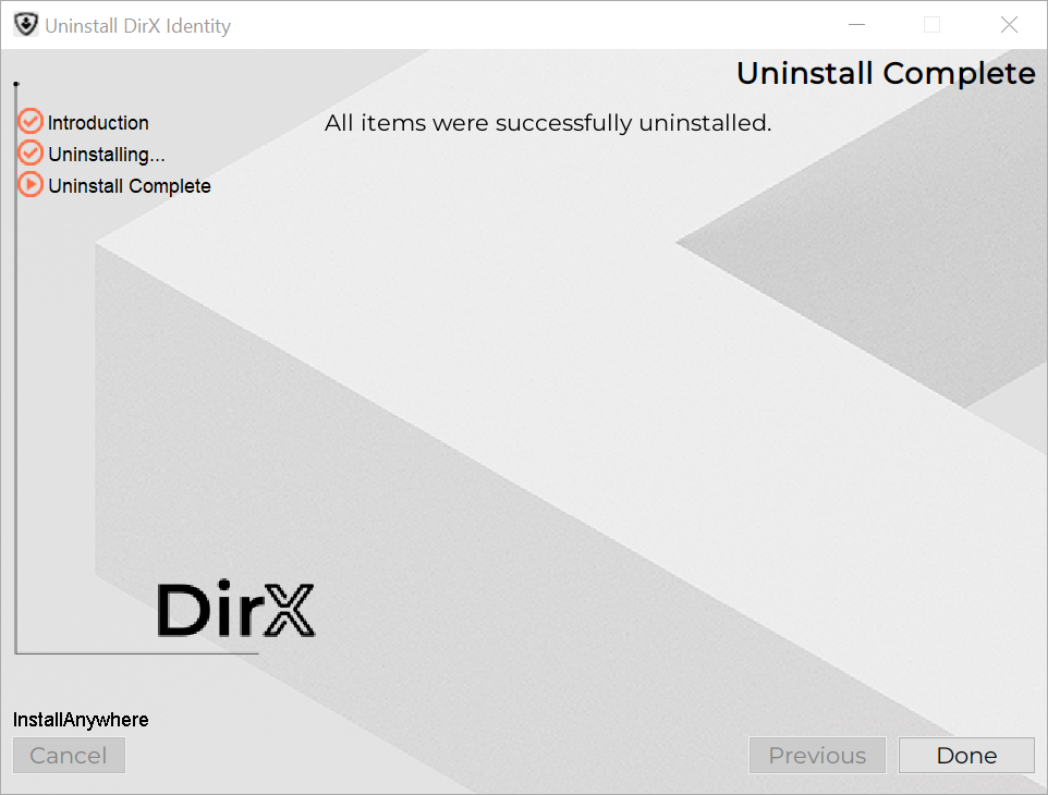 uninstall complete