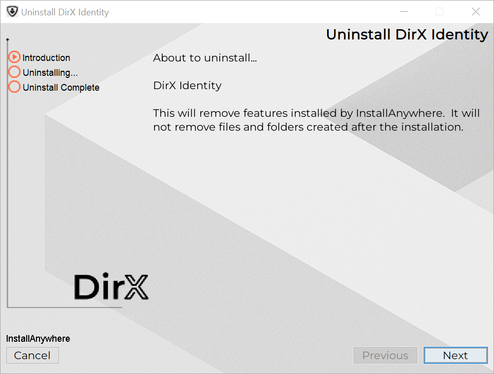 uninstall dxi step