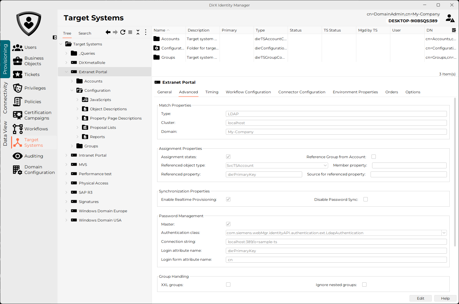 Customizing a Target System with DirX Identity Manager
