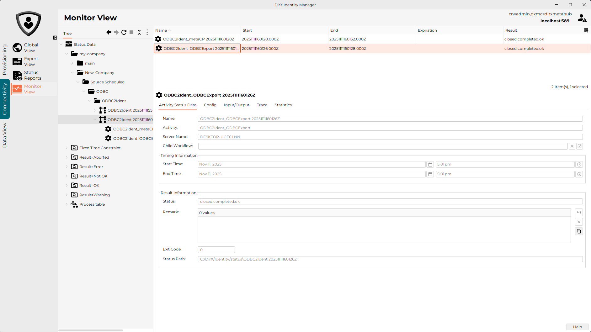 Monitor View - List Pane
