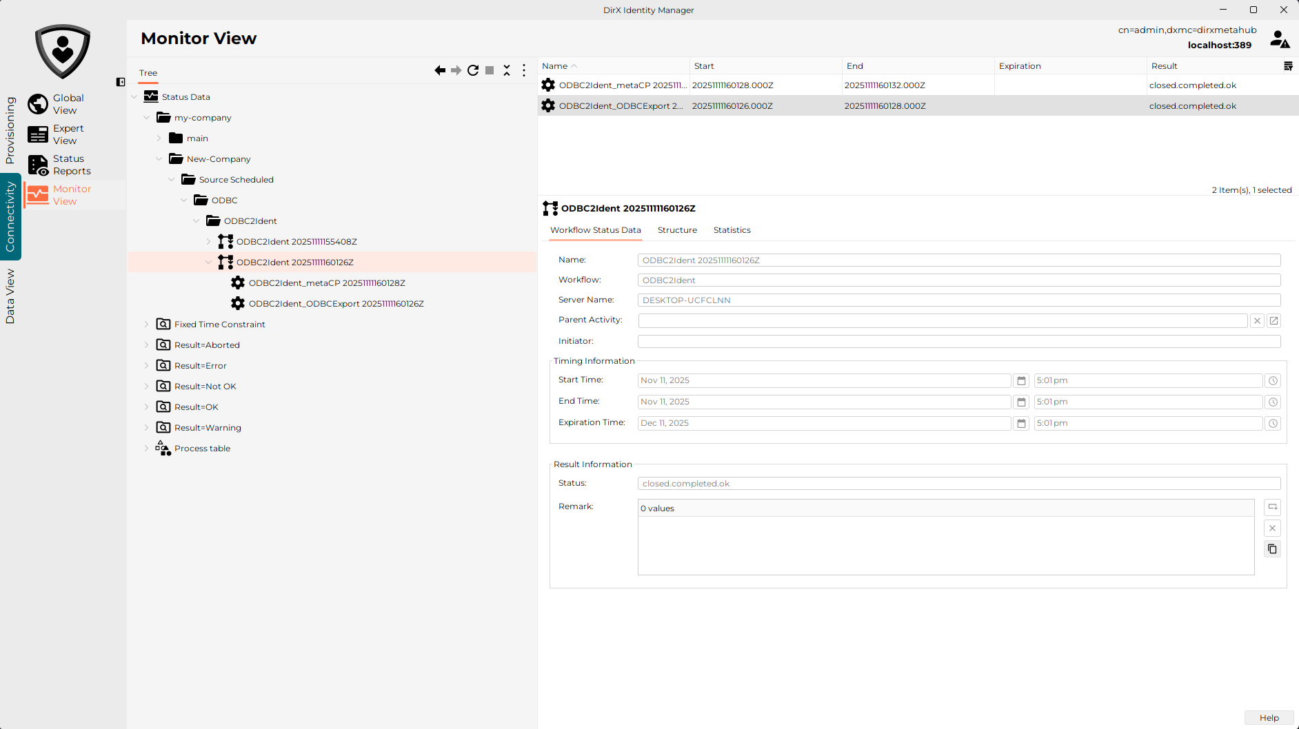 Monitor View - Tree Pane