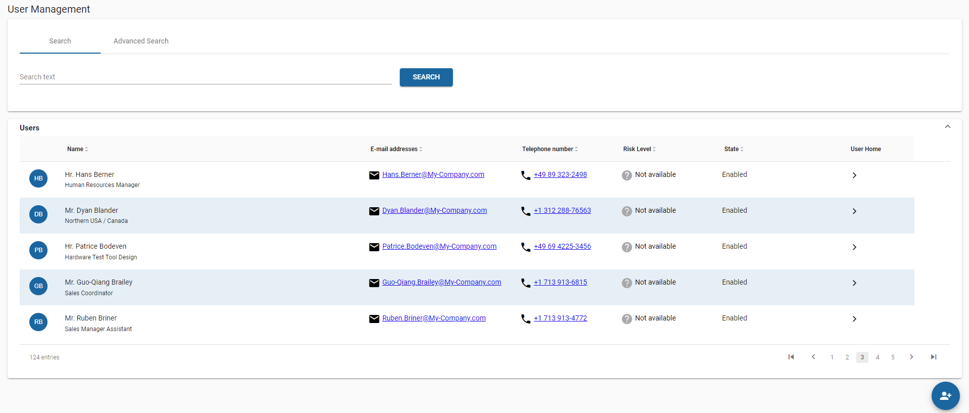 User Management Simple Search