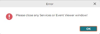 services or event viewer window open error