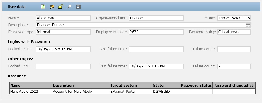 User Summary Page: Lock Status Attributes