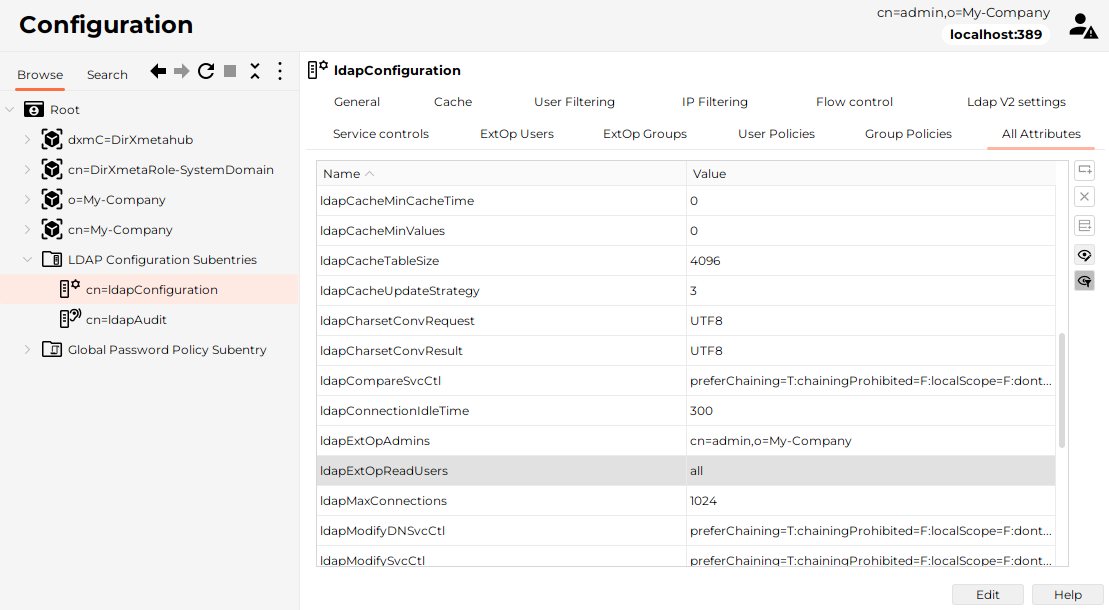 LDAP Server Configuration Subentry and the ldapExtOpReadUsers Attribute
